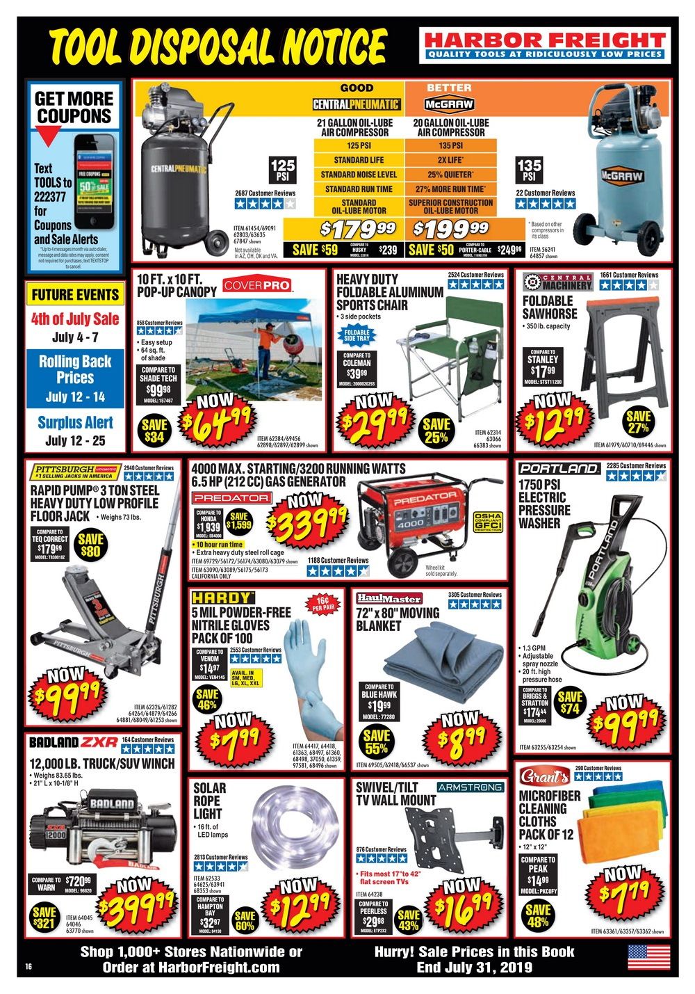 Harbor Freight Flyer Sale July, 2019