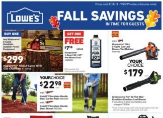 Lowe’s Weekly Ad Sep 19 – Sep 25, 2019
