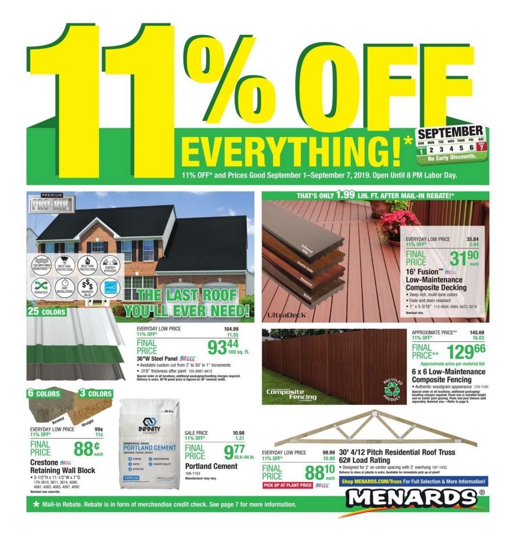 Menards Weekly Ad Sep 1 Sep 7, 2019