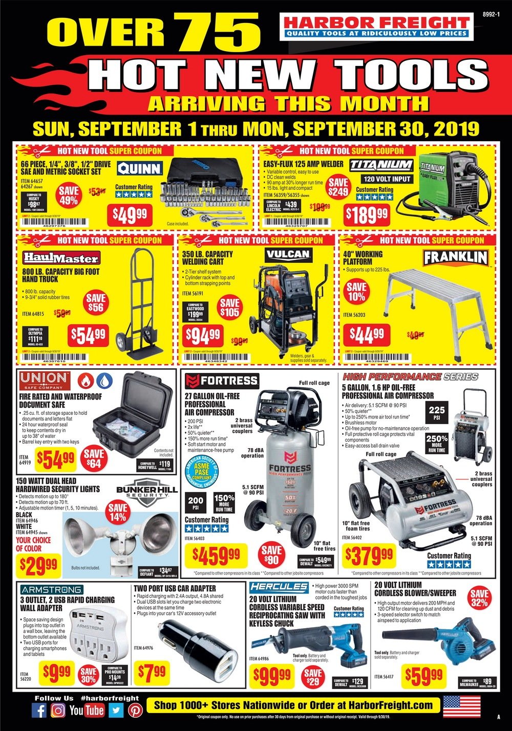 Harbor Freight Flyer Sale September, 2019