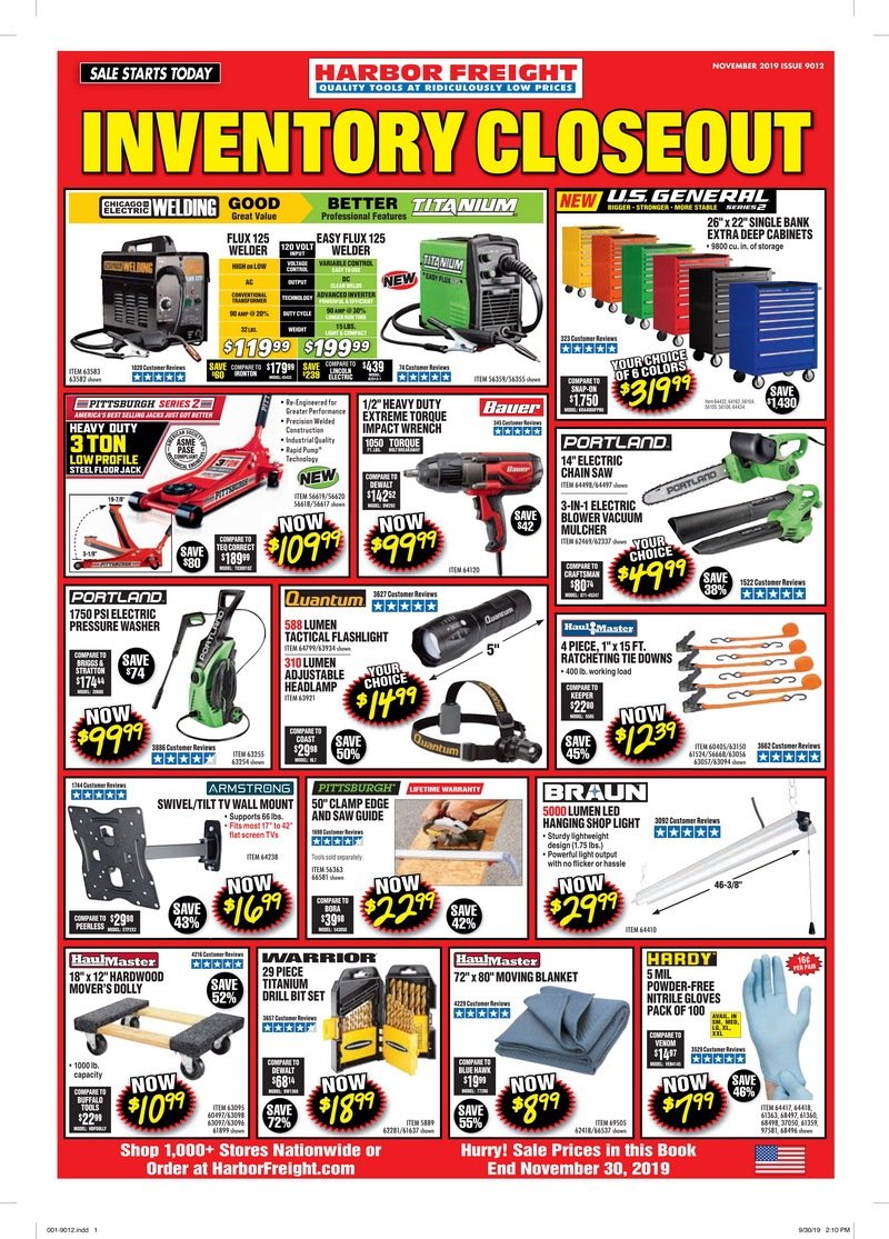 Harbor Freight Monthly Ad November, 2019