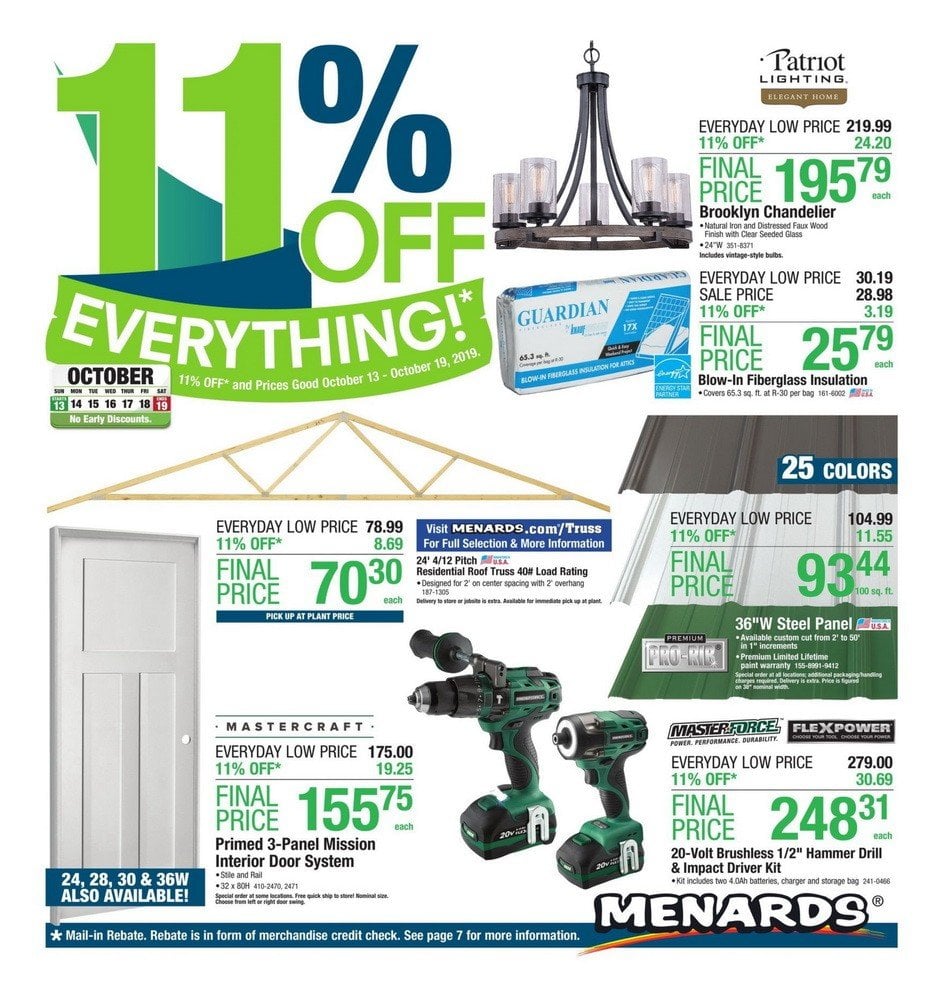 Menards Flyer Sale Oct 13 – Oct 19, 2019