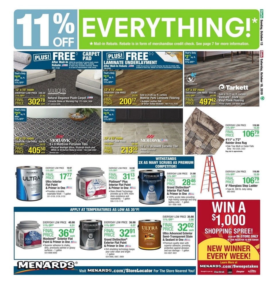 Menards Flyer Sale Oct 13 – Oct 19, 2019