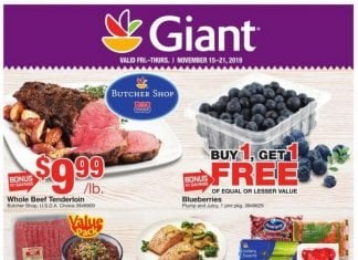 Giant Food Weekly Circular Nov 15 – Nov 21, 2019