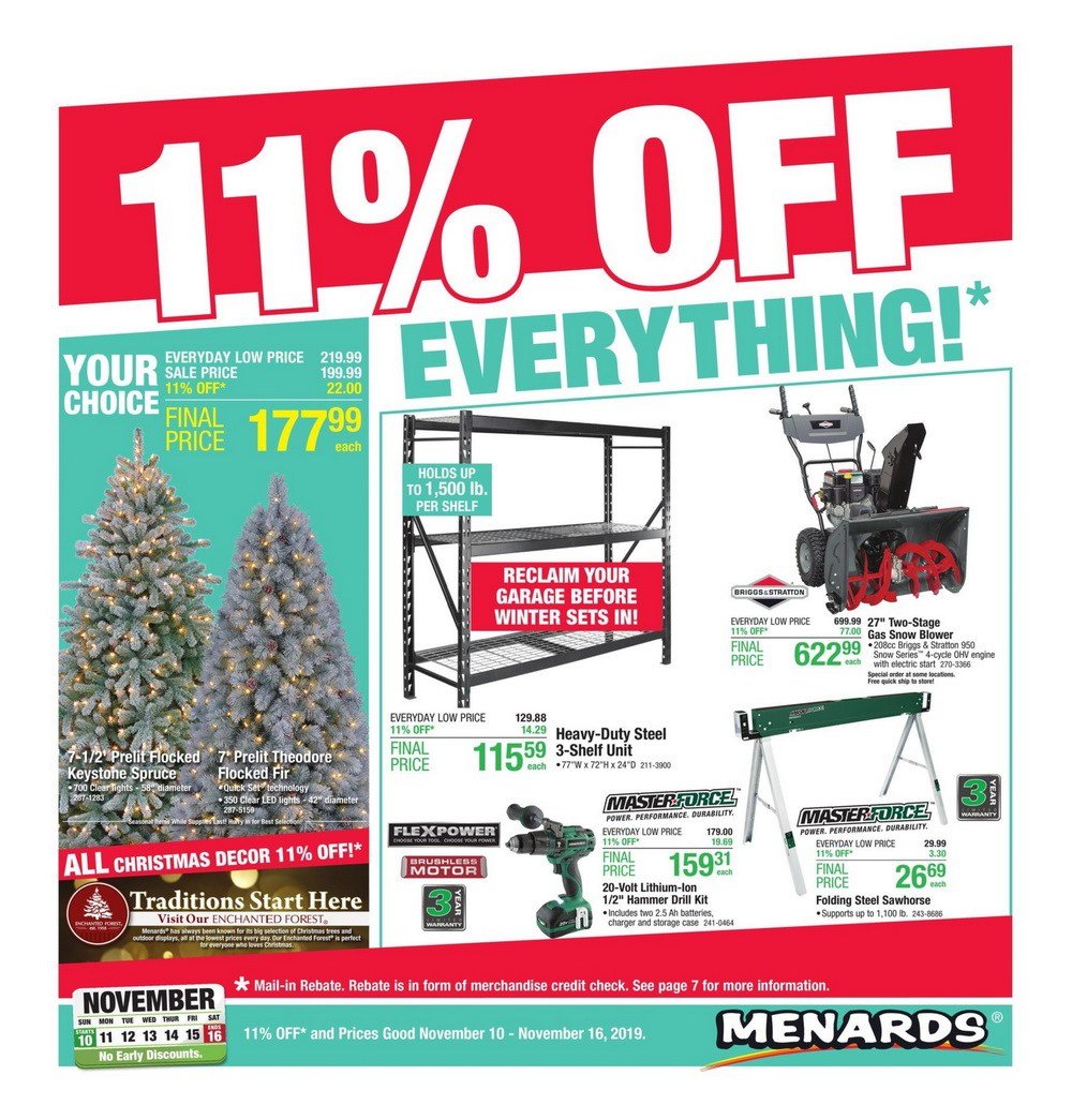 Menards Flyer Sale Nov 10 – Nov 16, 2019