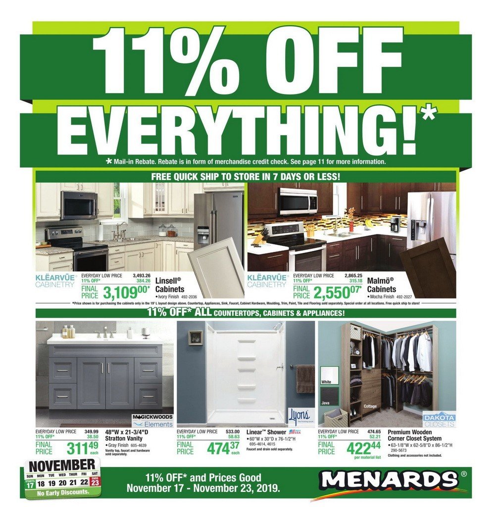 Menards Weekly Ad Nov 17 – Nov 23, 2019