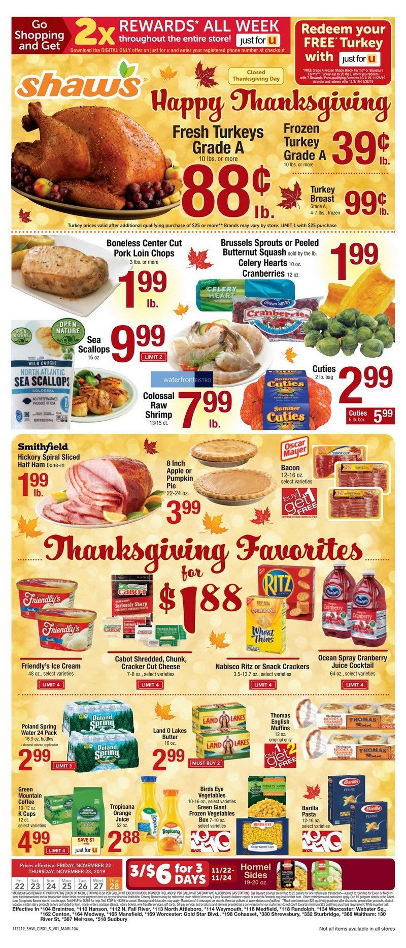 Shaw's Weekly Ad Nov 22 Nov 28, 2019