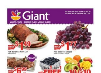 Giant Food Weekly Circular Dec 27 – Jan 02, 2020
