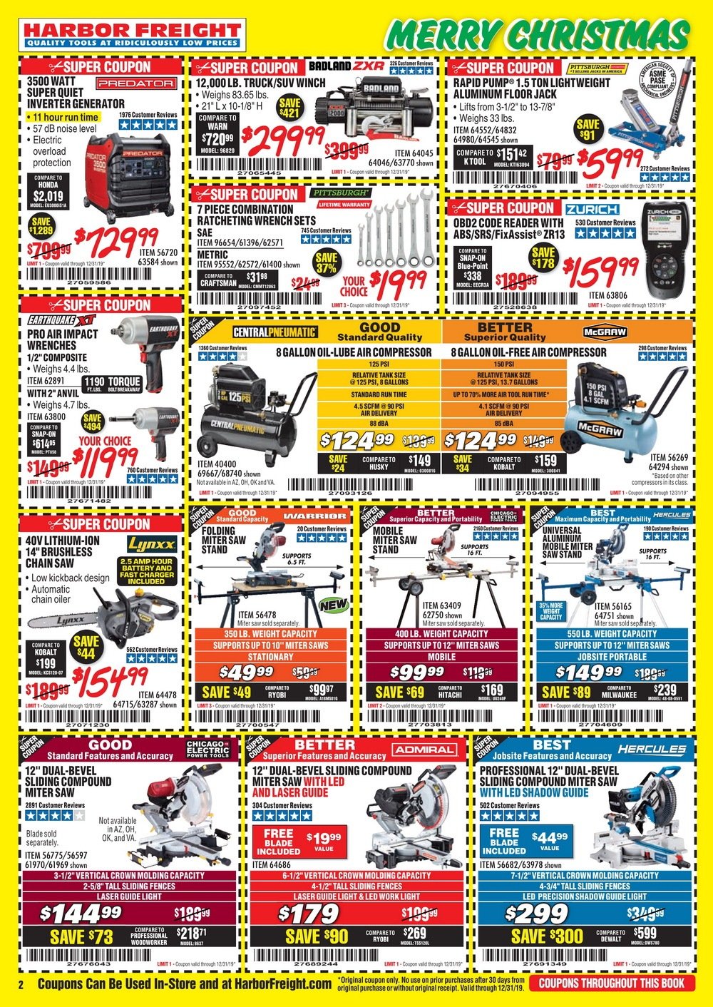 Harbor Freight Monthly Ad December, 2019