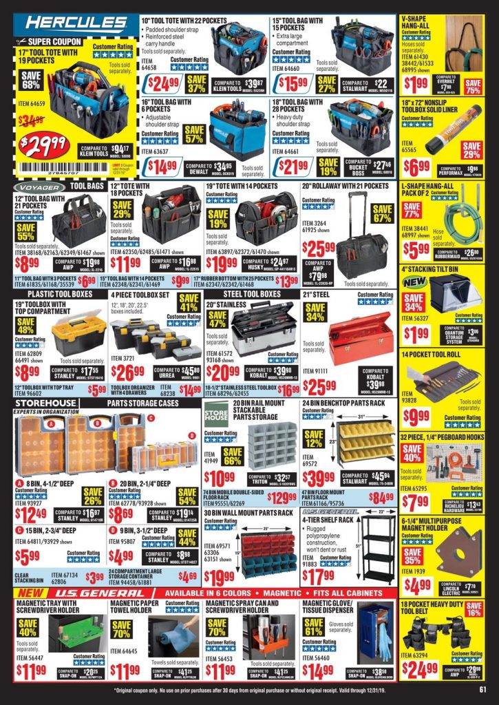 Harbor Freight Monthly Ad December, 2019