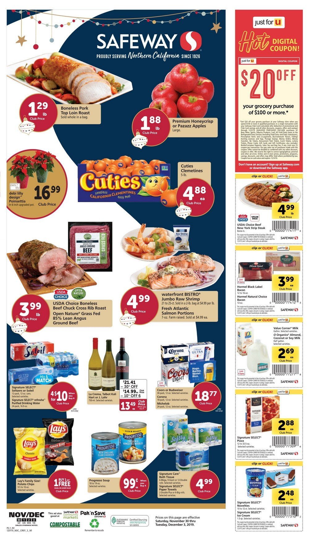 Safeway Weekly Ad Nov 30 – Dec 03, 2019