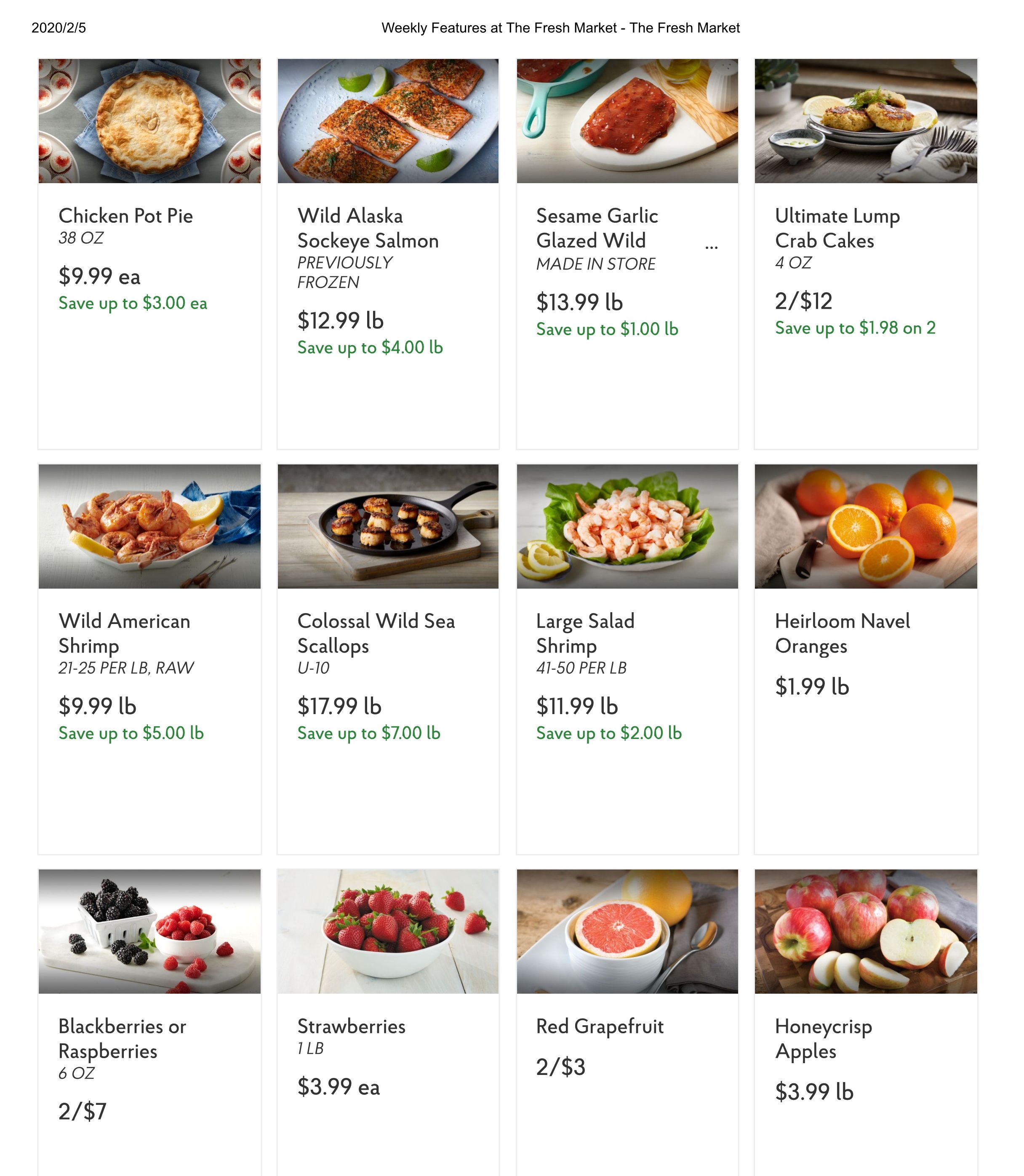 The Fresh Market Weekly Specials Feb 05 Feb 11, 2020