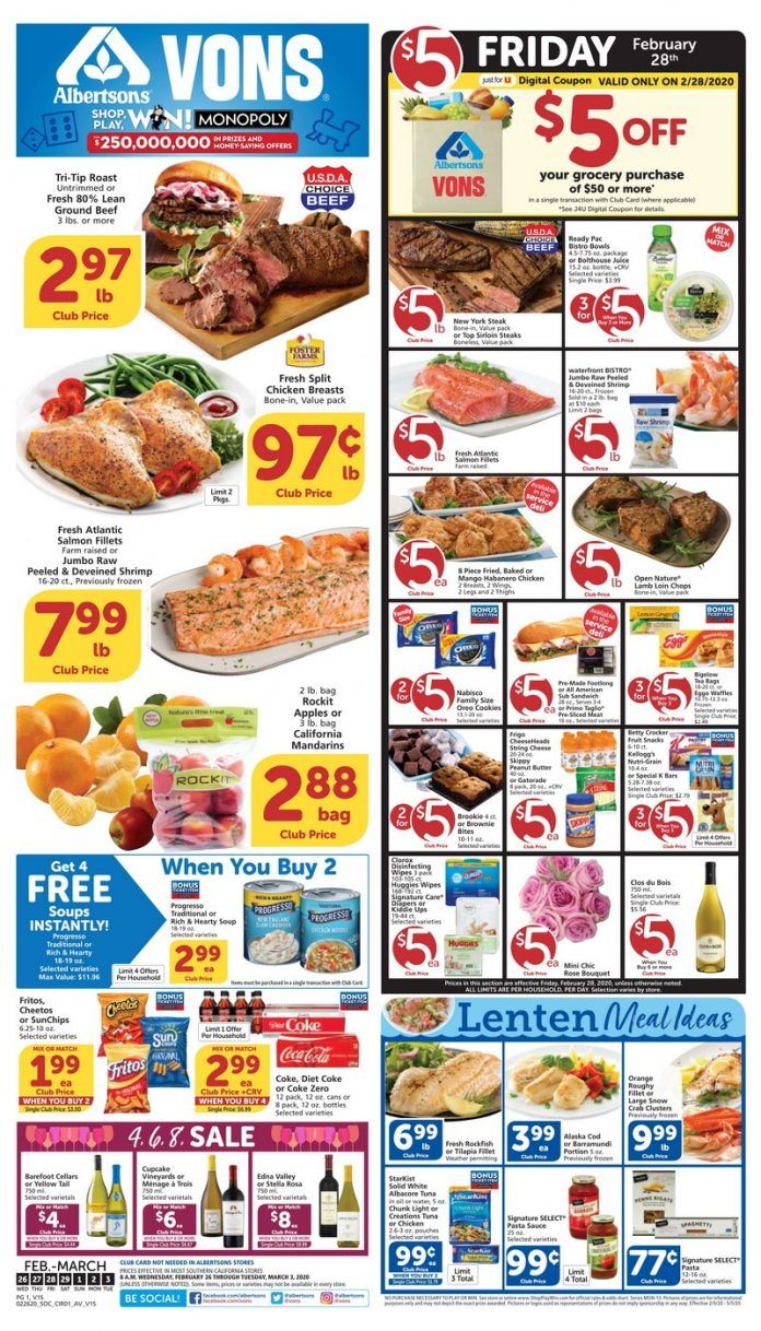 Vons Weekly Ad Feb 26 Mar 03, 2020