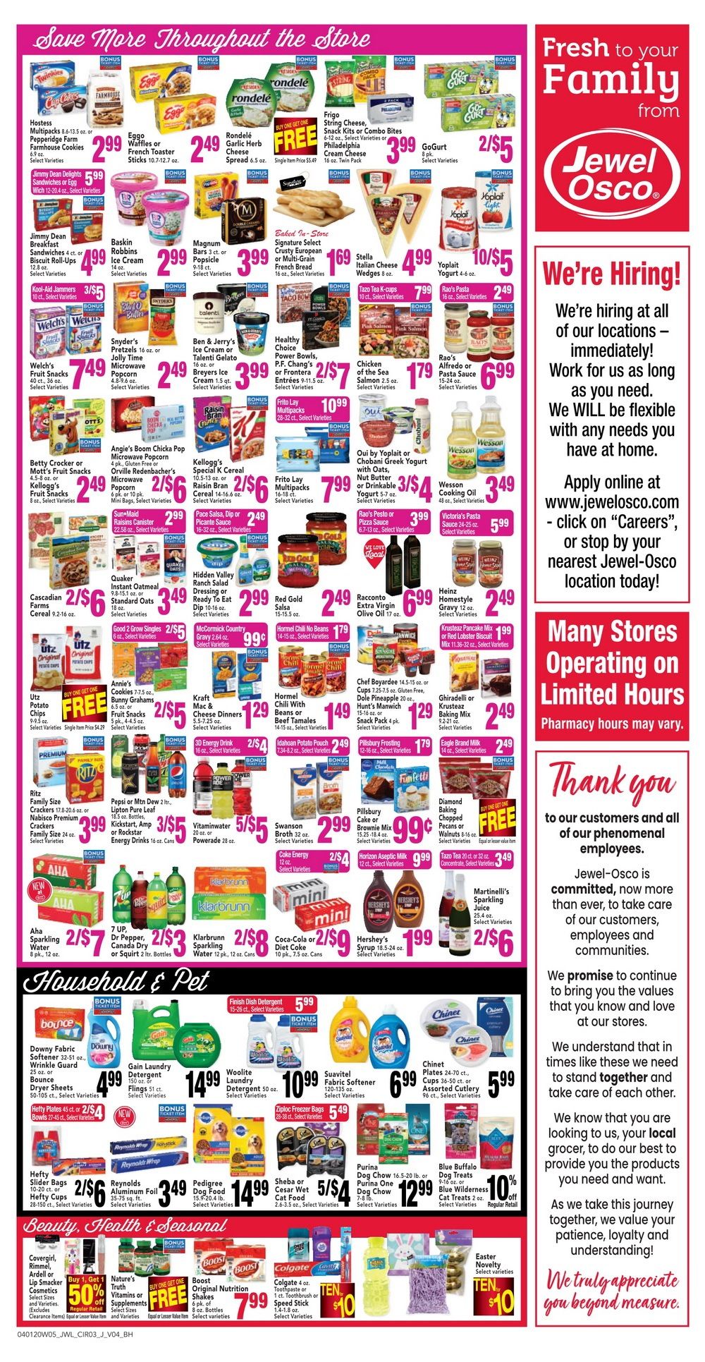 Jewel Osco Weekly Circular Apr 01 – Apr 07, 2020