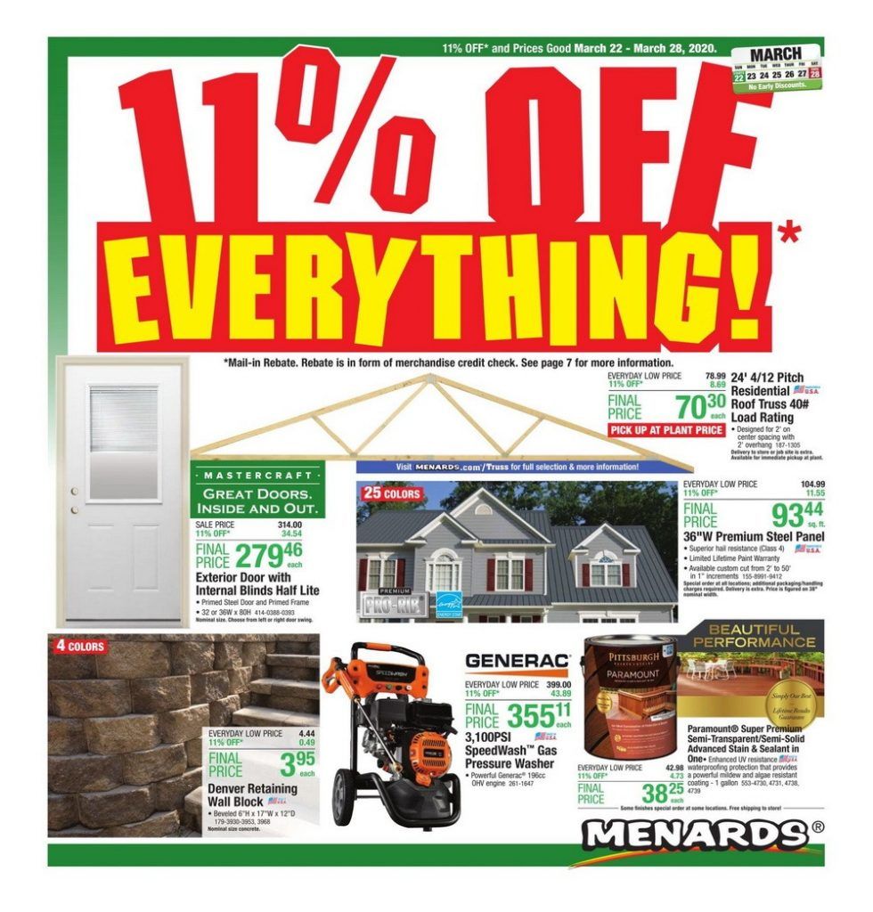 Menards Weekly Ad Mar 22 Mar 28, 2020