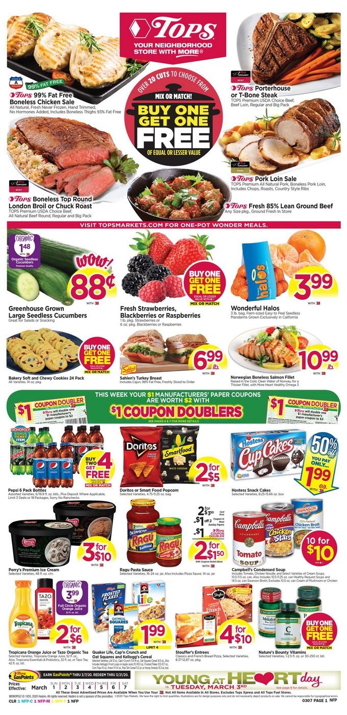 Tops Weekly Circular Mar 01 Mar 07, 2020