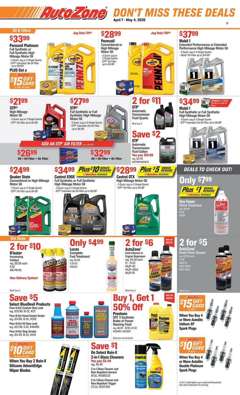 AutoZone Monthly Circular Apr 07 May 04, 2020