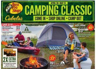 Cabela’s Camping Classic Sale Apr 30 – May 13, 2020