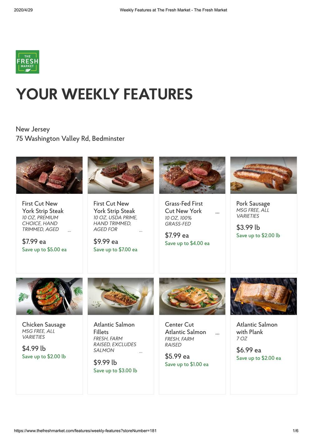 The Fresh Market Weekly Specials Apr 29 May 05, 2020