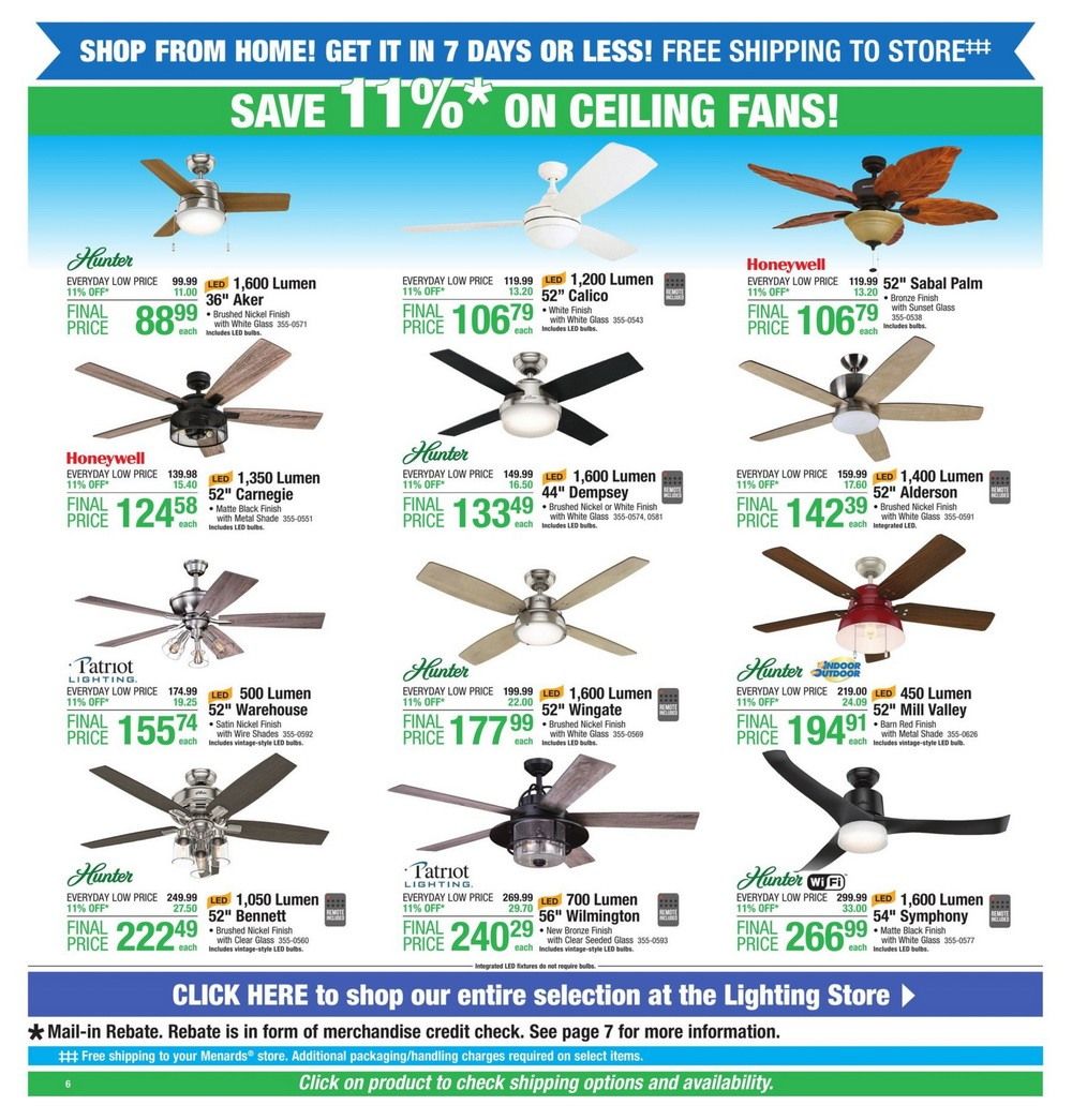 Menards Weekly Lightning and Fans Sale May 17 May 23, 2020