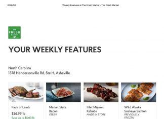 The Fresh Market Weekly Specials May 06 – May 12, 2020