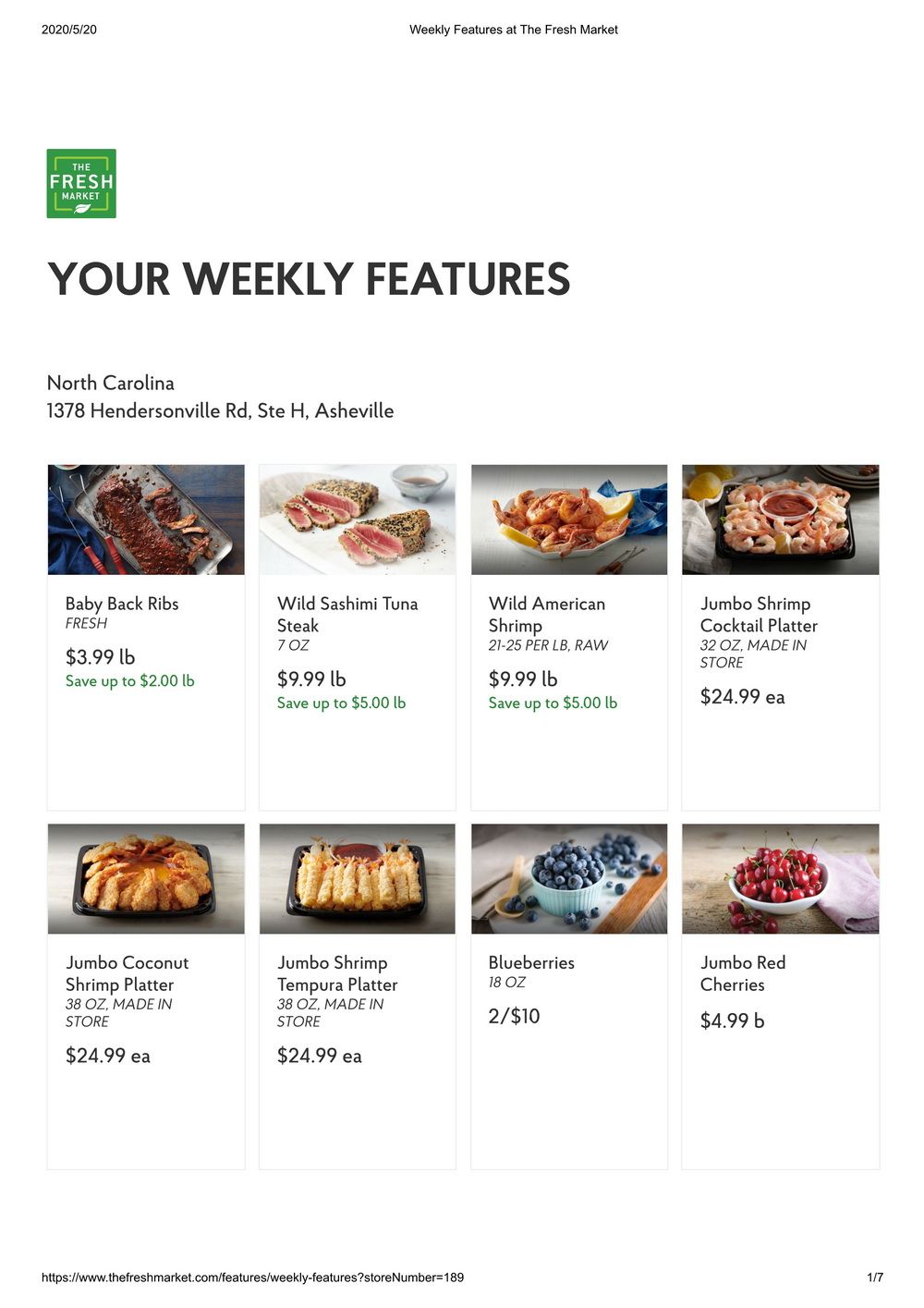 The Fresh Market Weekly Specials May 20 May 26, 2020