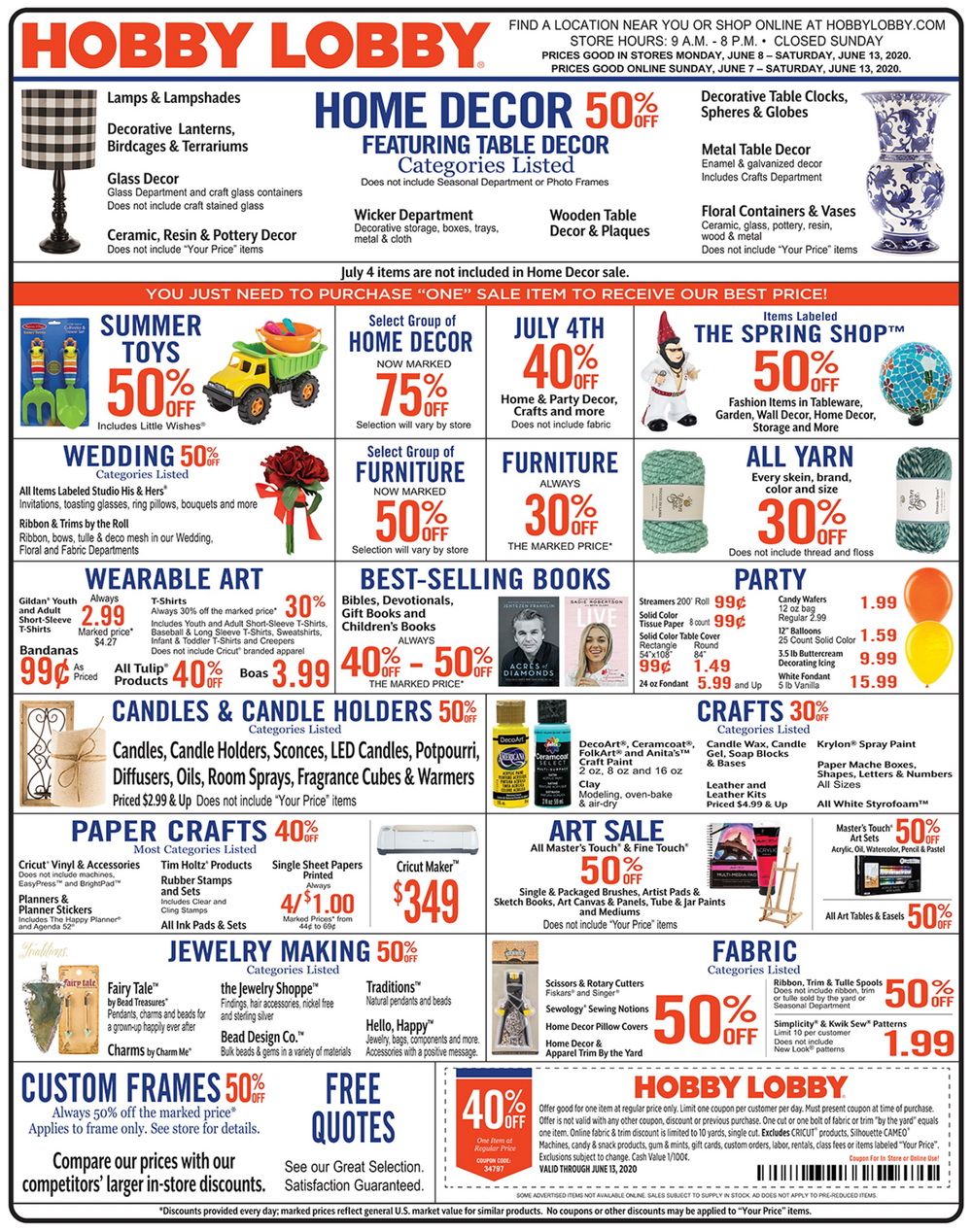 Hobby Lobby Weekly Ad Jun 07 Jun 13, 2020
