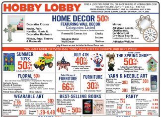 Hobby Lobby Weekly Ad June 28– July 04, 2020