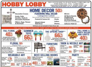 Hobby Lobby Weekly Ad Jul 26– Aug 01, 2020
