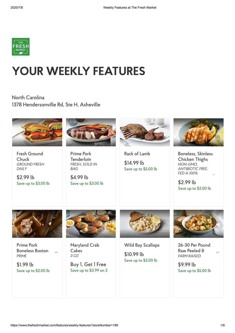 The Fresh Market Weekly Specials Jul 08 Jul 14, 2020