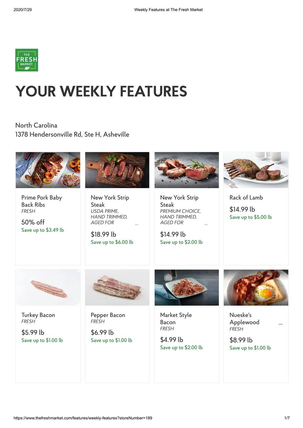 The Fresh Market Weekly Specials Jul 29 Aug 04, 2020