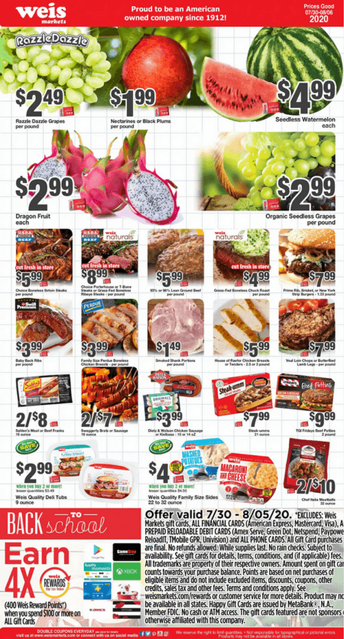 Weis Markets Weekly Ad Jul 30 Aug 06, 2020