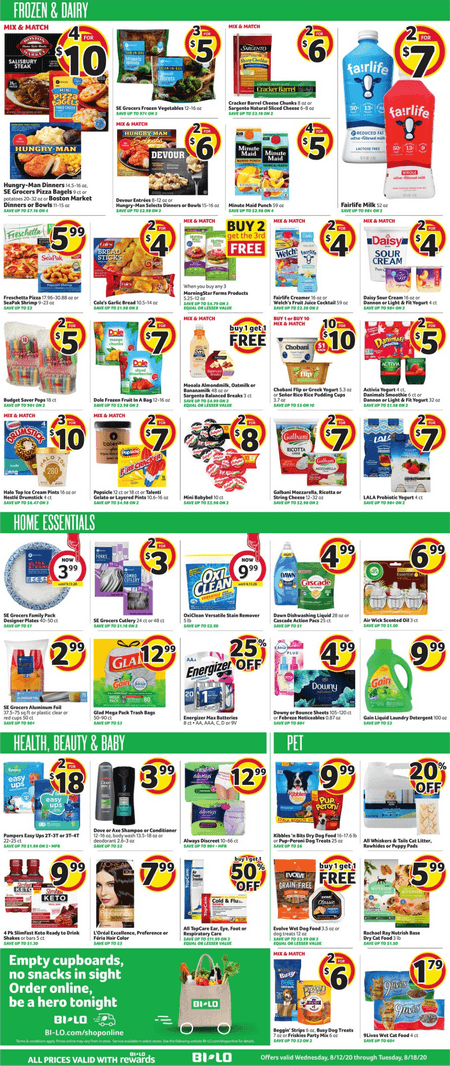 BI-LO Weekly Circular Aug 12- Aug 18, 2020