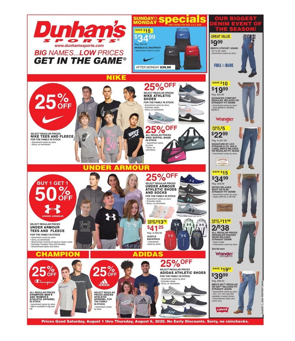 Dunham's Sports Weekly Ad Aug 01 Aug 06, 2020