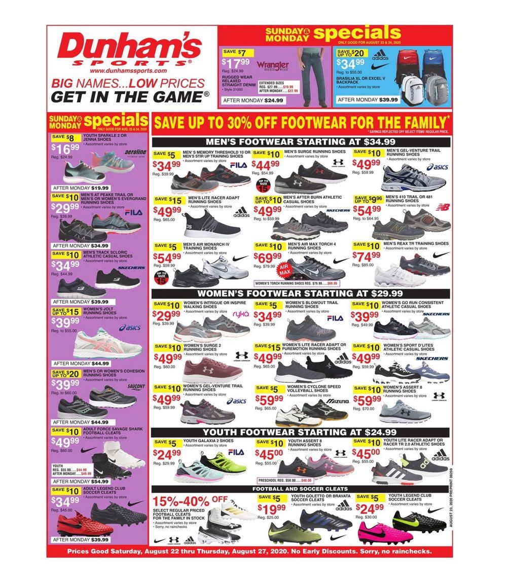 Dunham's Sports Weekly Ad Aug 22 Aug 27, 2020