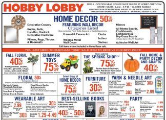 Hobby Lobby Weekly Ad Aug 09– Aug 15, 2020