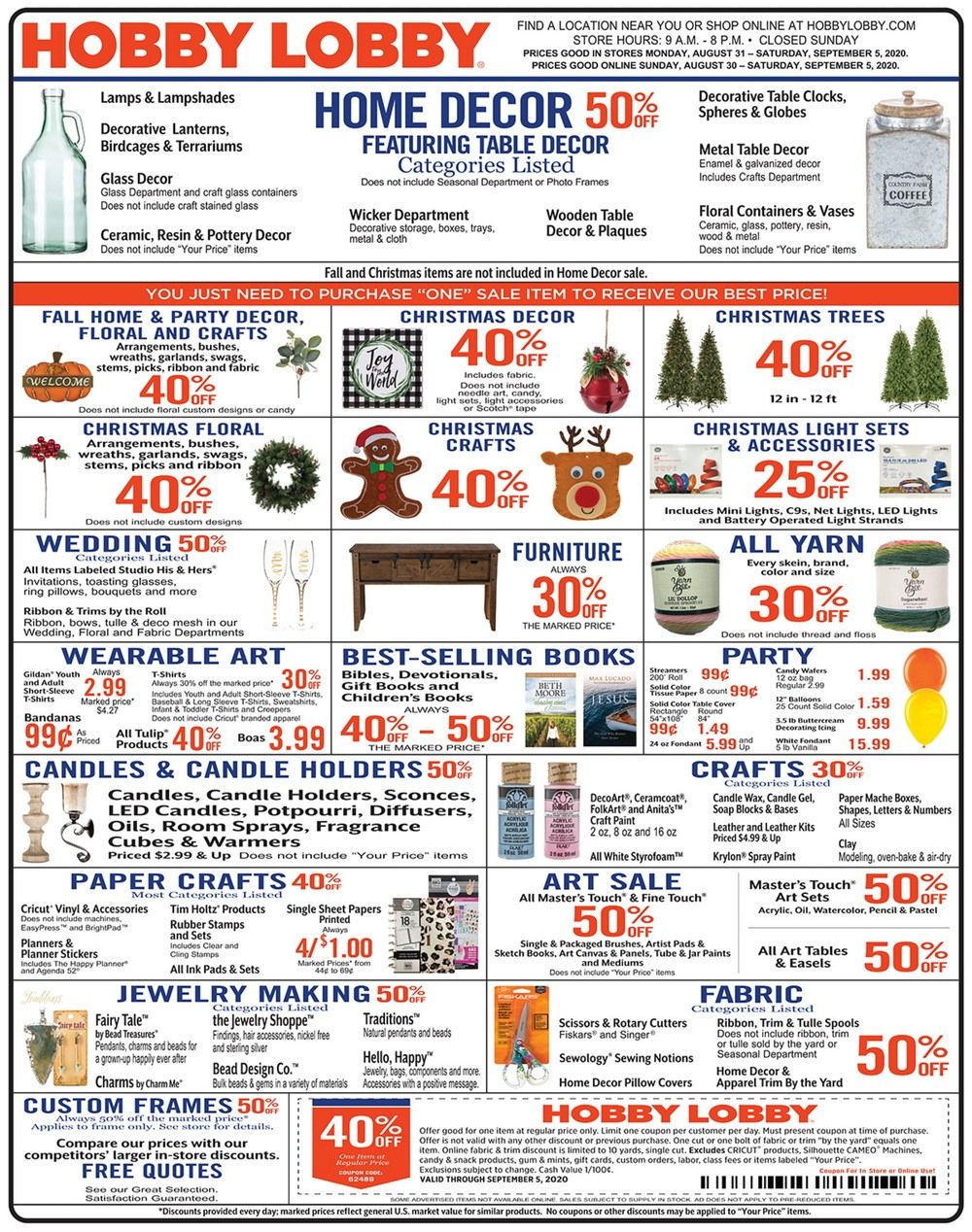 Hobby Lobby Weekly Ad Aug 30 Sep 05, 2020