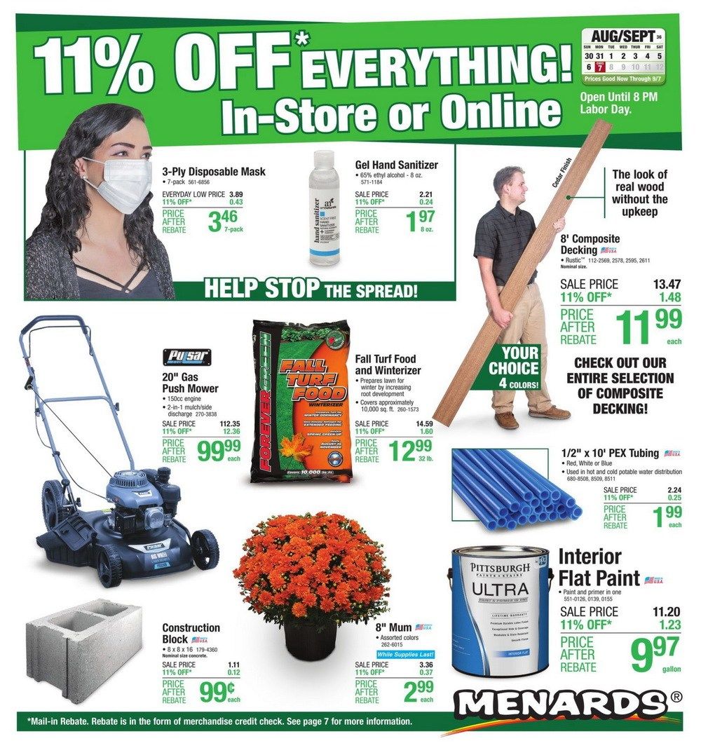 Menards Weekly Ad Aug 30 Sep 07, 2020