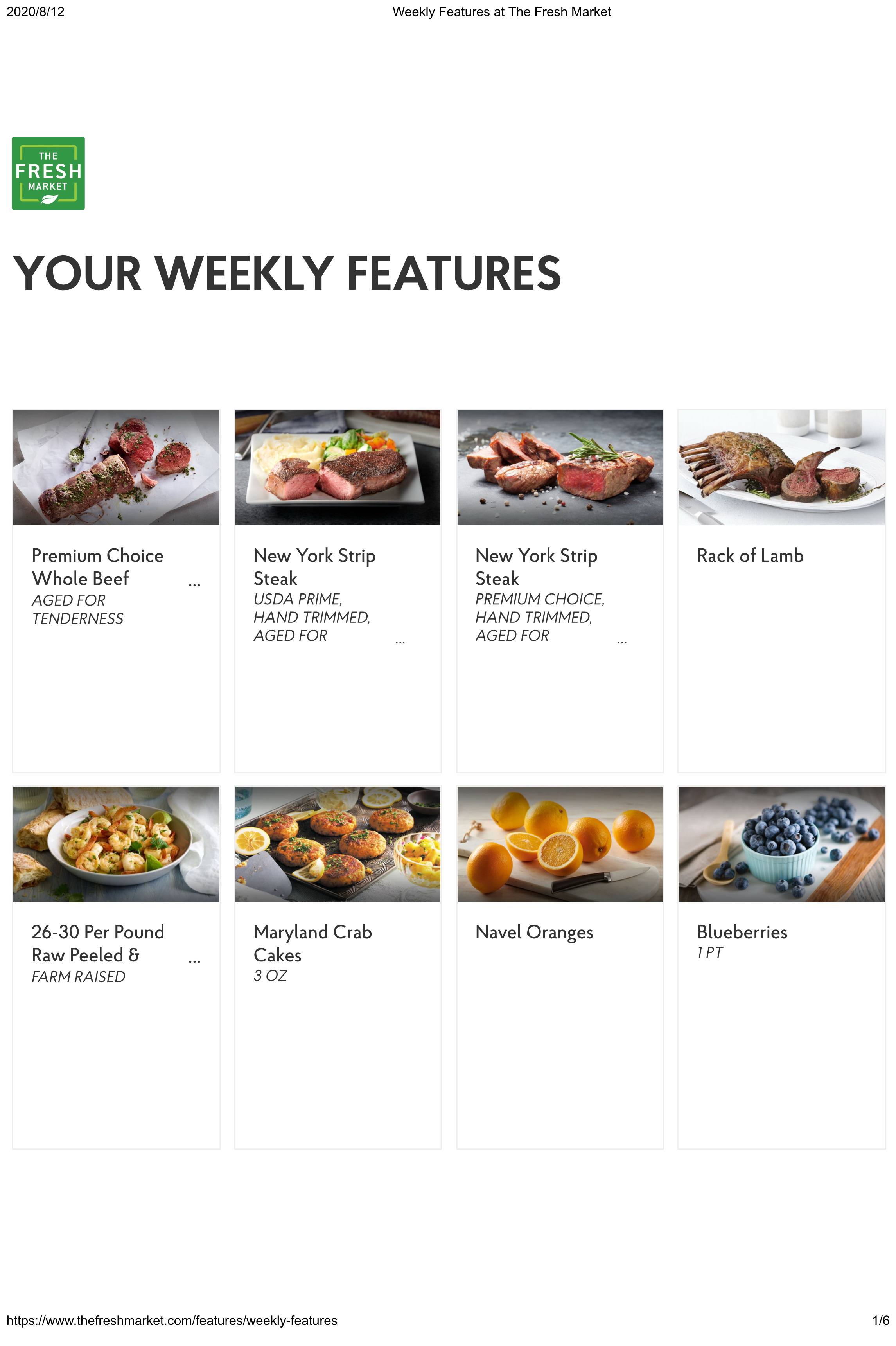 The Fresh Market Weekly Specials Aug 12 Aug 18, 2020