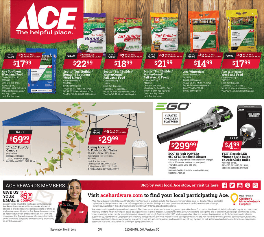 ACE Hardware Monthly Ad Sep 01 Sep 30, 2020