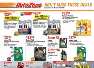 AutoZone Monthly Circular Sep 22 – Oct 19, 2020