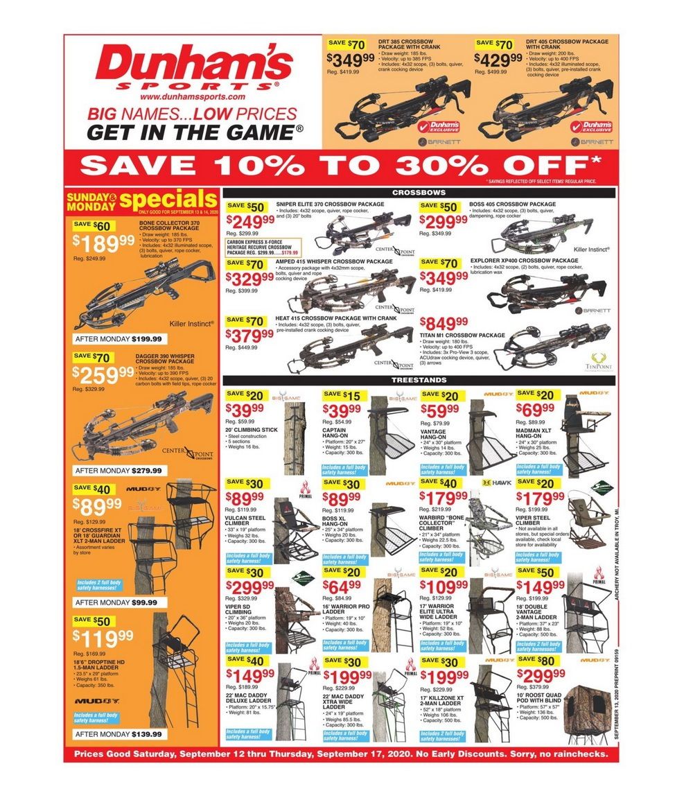 Dunham's Sports Weekly Ad Sep 12 Sep 17, 2020