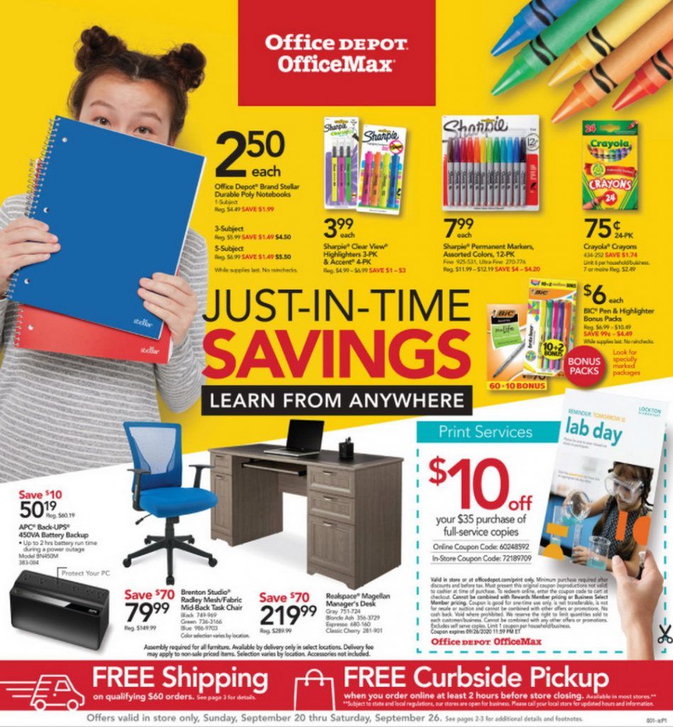 Office Depot Weekly Ad Sep 20 Sep 26, 2020