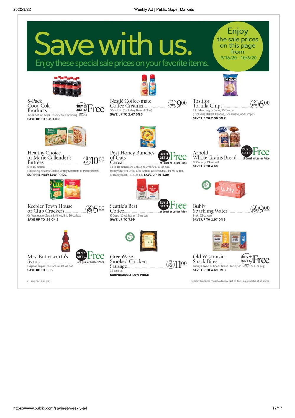 Publix Weekly Ad Sep 23 – Sep 29, 2020
