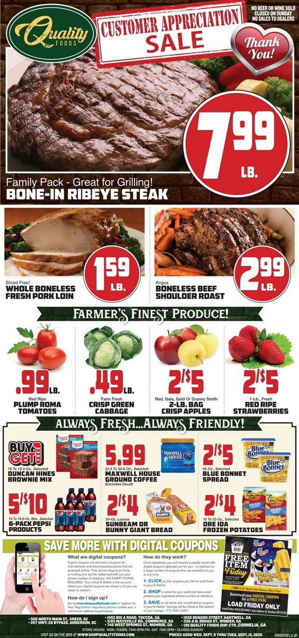 Quality Foods Weekly Ad Sep 09 Sep 15, 2020