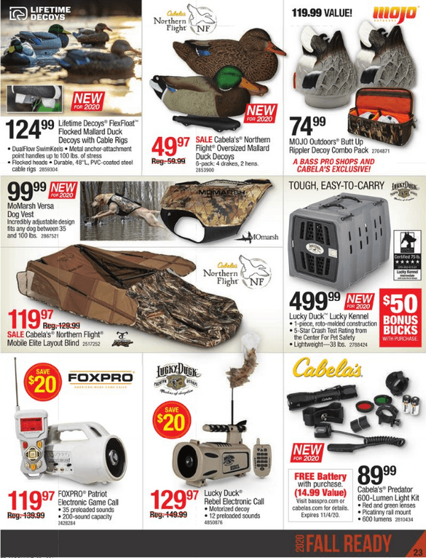 Cabela's 2020 Fall Ready Oct 22 Nov 4, 2020