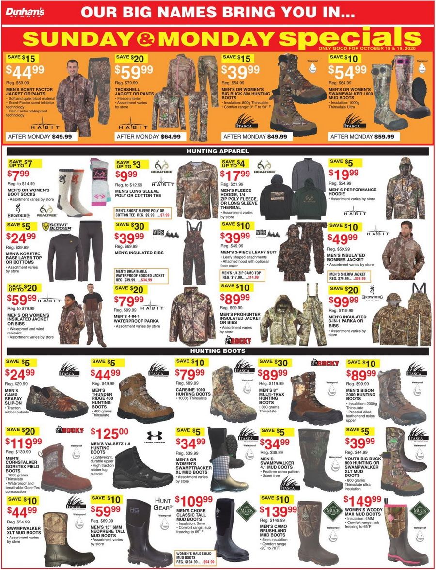 Dunham's Sports Weekly Ad Oct 17 Oct 22, 2020