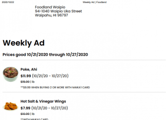 Foodland Super Market Weekly Ad Oct 21 – Oct 27, 2020