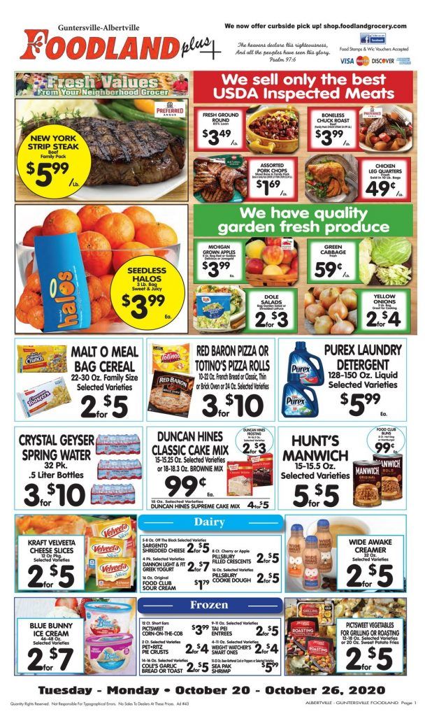 Foodland(US) Weekly Ad Oct 20 Oct 26, 2020