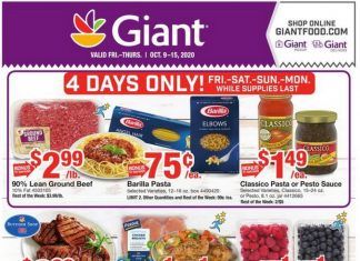 Giant Food Weekly Ad Oct 09 – Oct 15, 2020